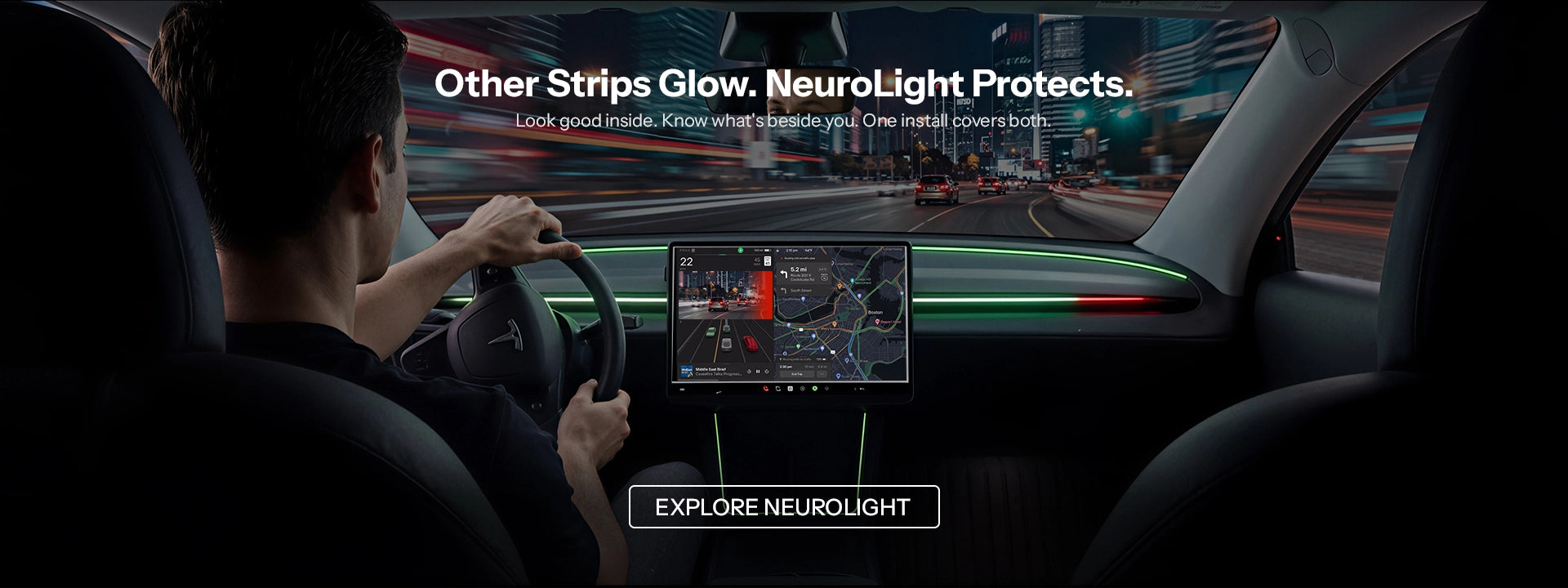 NeuroLight dashboard RGB lights with blind spot detection for Model 3 / Model Y