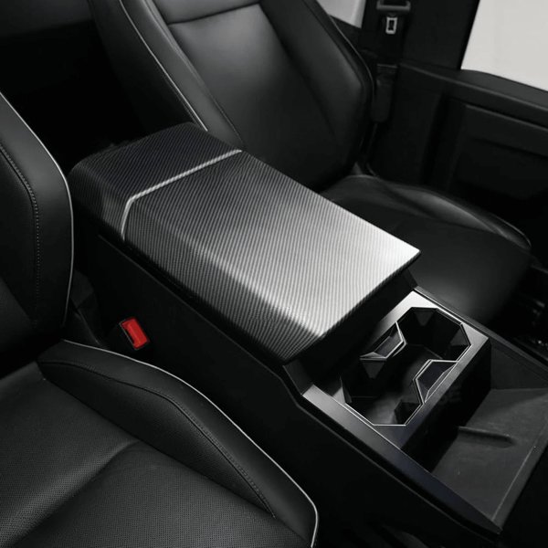 Carbon Fiber Style ABS Split Armrest Trim Overlay for Tesla Cybertruck