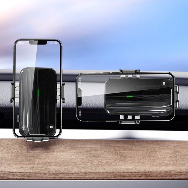Solar-Powered Auto-Clamping Phone Holder with 360-Degree Ball Joint for Tesla Model 3 / Model Y