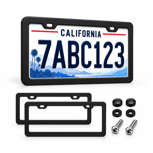 2-Pack Stainless Steel License Plate Frames with Matte Black Finish for Tesla Model 3 / Y / S / X