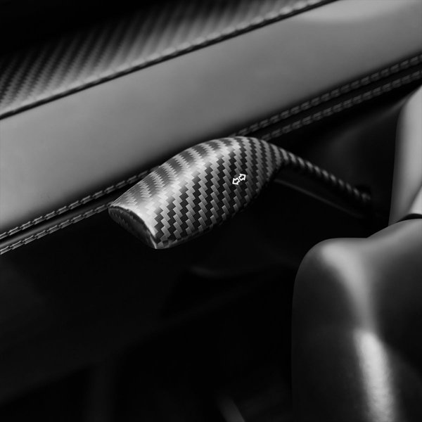 Carbon Fiber Turn Signal Stalk Cover with Matte, Glossy & Red Finishes for Tesla Model Y Juniper / Model 3 Highland