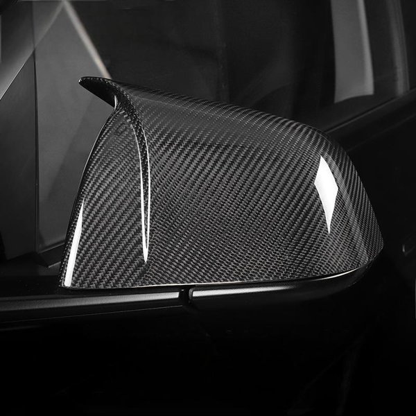 Sport-Style Dry Carbon Fiber Mirror Caps with Glossy, Matte & Forged Finishes for Tesla Model 3 / Model Y