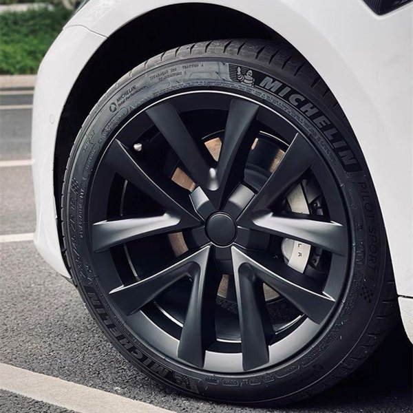 18-Inch 4-Piece ABS S Plaid-Style Wheel Covers with Snap-On Fit for Tesla Model 3