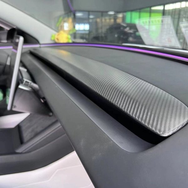 Carbon Fiber Replacement Dashboard Cover with Matte & Glossy Finishes for Tesla Model Y Standard