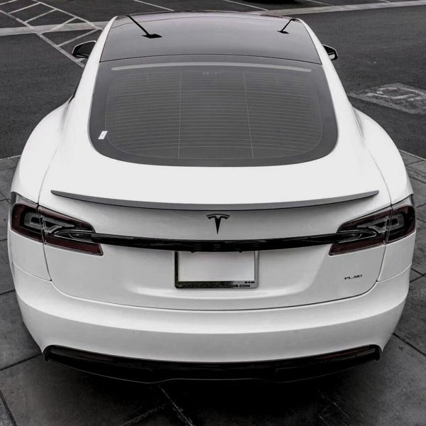 Carbon Fiber Style Performance Rear Spoiler with UV-Resistant Clear Coat for Tesla Model S
