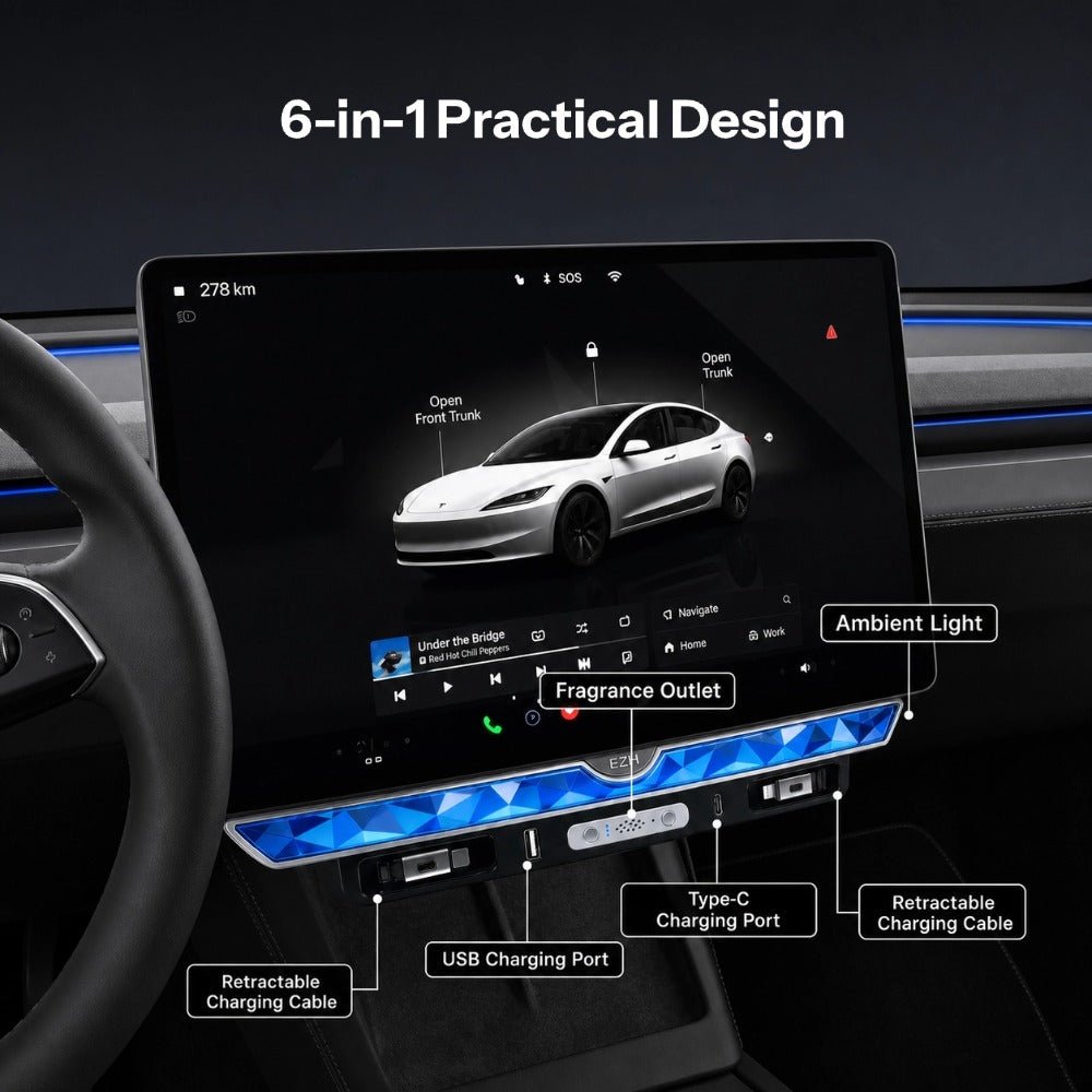 Charging Connections Within Reach - TESVX Under-Screen Dock
