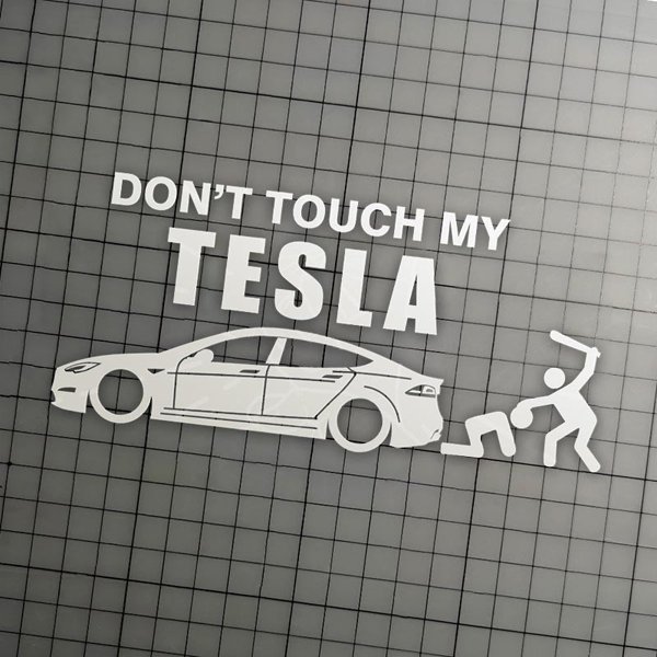 "Don't Touch My Tesla" Vinyl Decal with Removable Adhesive for Tesla Model 3 / Model Y