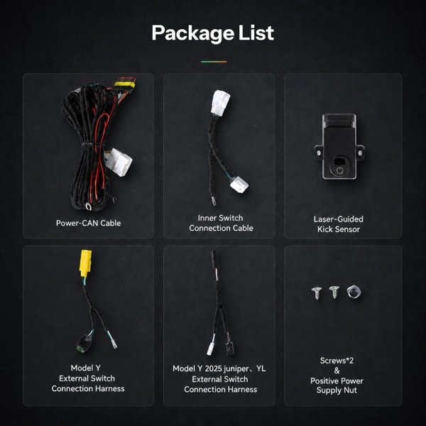 Laser-Guided Kick-to-Open Trunk Sensor with Guide Light & Plug-In Install for Tesla Model Y