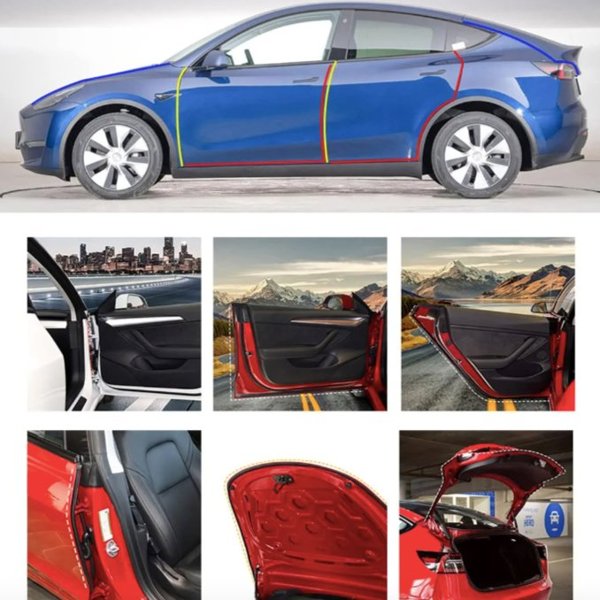 EPDM Rubber Full-Body Door Seal Kit with Noise Reduction for Tesla Model Y