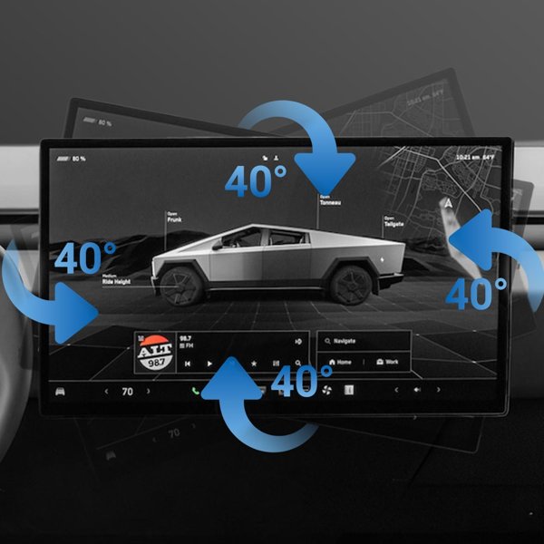 Aluminum Center Screen Swivel Mount Kit with 40-Degree Tilt & Rotation for Tesla Cybertruck