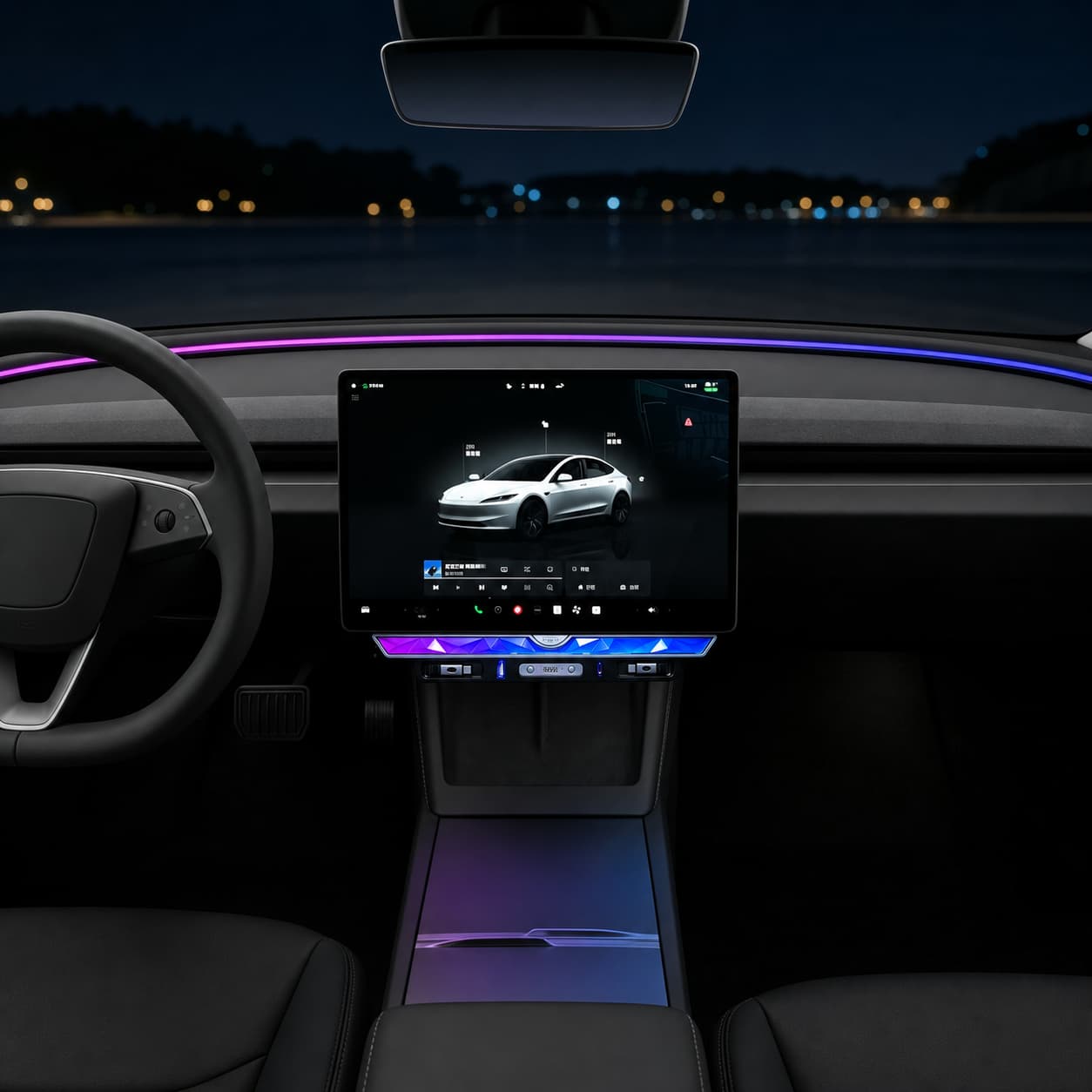 Light Beneath the Center Display - TESVX Under-Screen Dock