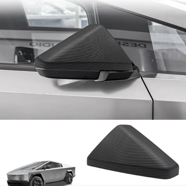 Carbon Fiber Side Mirror Covers with Matte & Glossy Finishes for Tesla Cybertruck