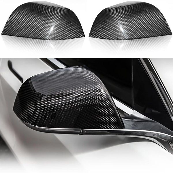 Dry Carbon Fiber Side Mirror Covers with Glossy & Matte Finishes for Tesla Model S / Model X