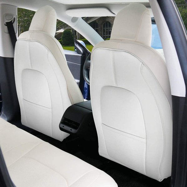 2-Piece Lattice Seat Back Protectors with Single or Double Pocket for Tesla Model 3 / Model Y