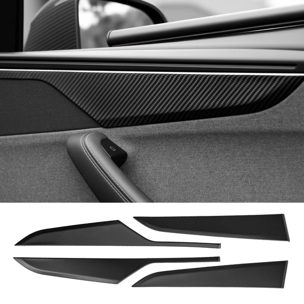 Dry Carbon Fiber Door Panel Trim Covers with 2-Piece & 4-Piece Options for Tesla Model Y Juniper / Model YL