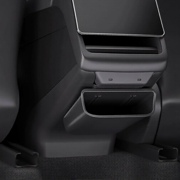 TPE Rear Center Console Cover with Slide-Out Silicone Storage Drawer for Tesla Model 3 Highland / Model Y Juniper
