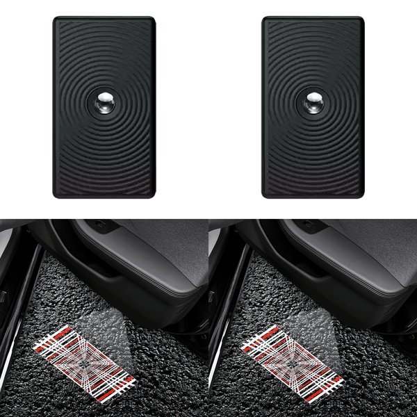 2- or 4-Piece LED Door Puddle Lights with Plaid-Style Projection for Tesla Model 3 / Model Y / YL