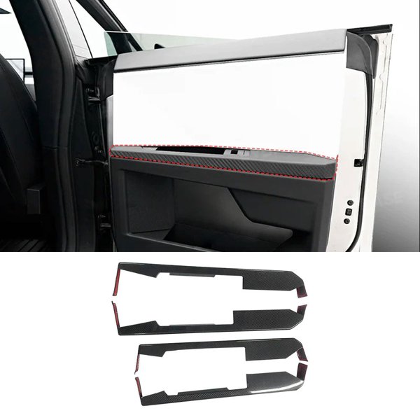 4-Piece Real Carbon Fiber Lower Door Armrest Overlays with Glossy & Matte Finishes for Tesla Cybertruck