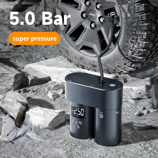 Portable Tire Inflator with Auto-Stop & Multiple Nozzles for Cars, SUVs & Bikes