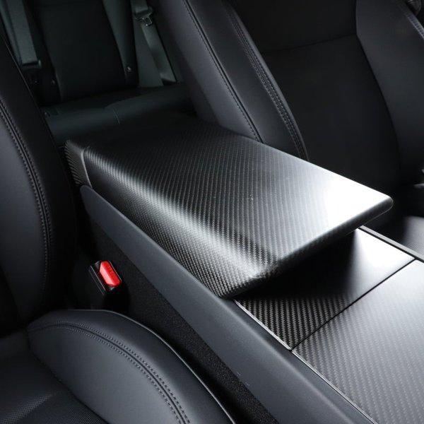 Carbon Fiber Style Armrest Cover with Glossy or Matte Finish for Tesla Model 3 Highland / Model Y Juniper