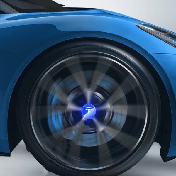 4-Piece 56 mm LED Wheel Center Caps with Kinetic Power for Tesla Model 3 / Y / S / X