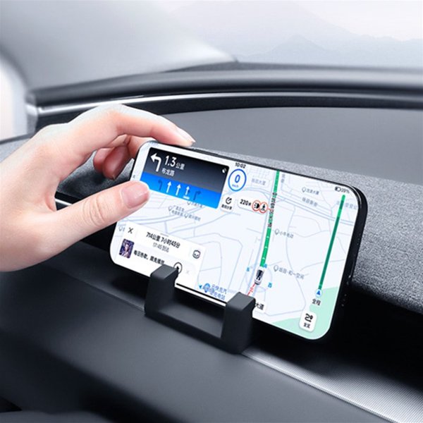 Silicone Phone Holder with Dual Card Slot & Slide-Rail Angle Adjust for Tesla Model 3 / Model Y / YL