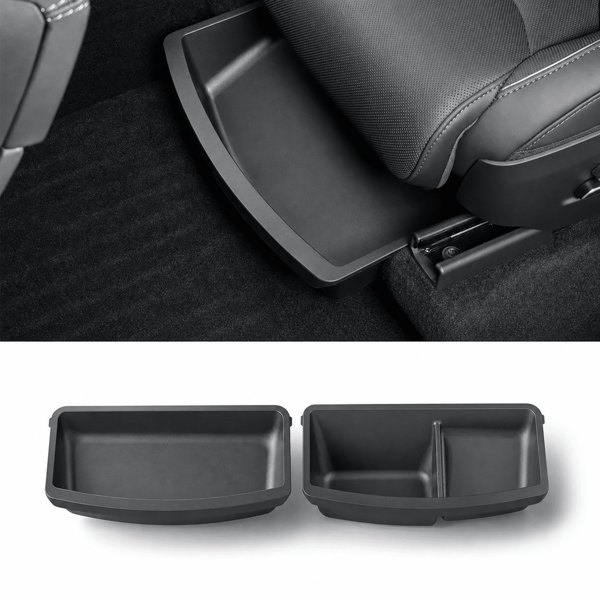 2-Piece Under Front Seat Storage Boxes with Forward or Rear Position for Tesla Model YL 6-Seater
