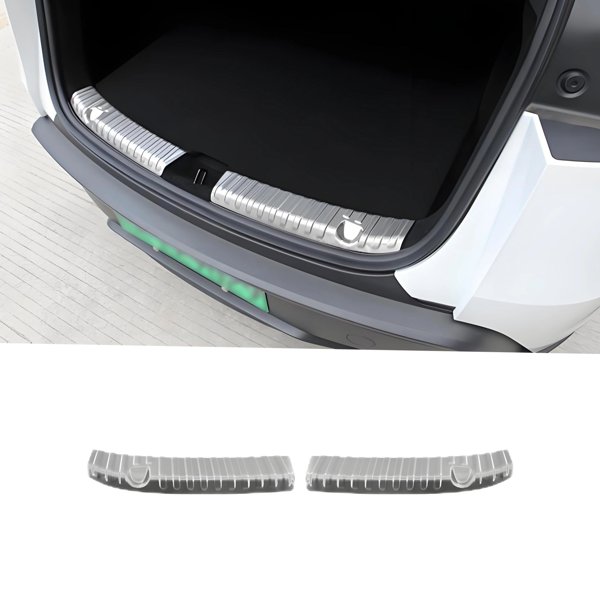 Brushed Stainless Steel Trunk Sill Protector with 3 Style Options for Tesla Model Y Juniper (2025.03–2025.09)