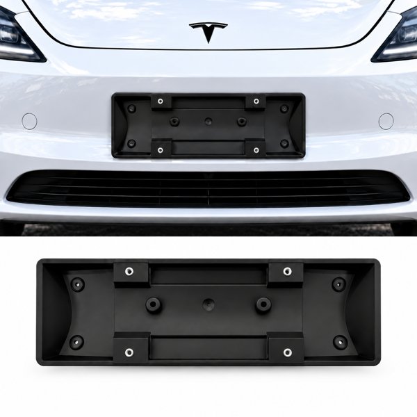ABS Front License Plate Bracket 1694552-00-C with Matte Black Finish for Tesla Model 3 Highland