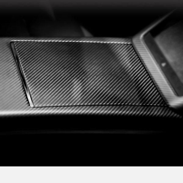 Dry Carbon Fiber Center Panel Storage Box Overlay with Glossy & Matte Finishes for Tesla Model S / Model X (2021+)