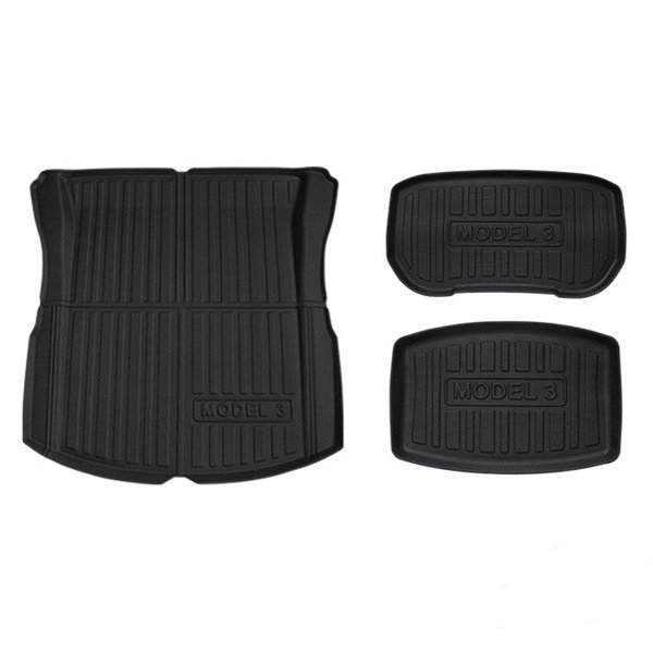 All-Weather TPE Trunk Mats with Front-Only or 3-Piece Set Options for Tesla Model 3 Highland
