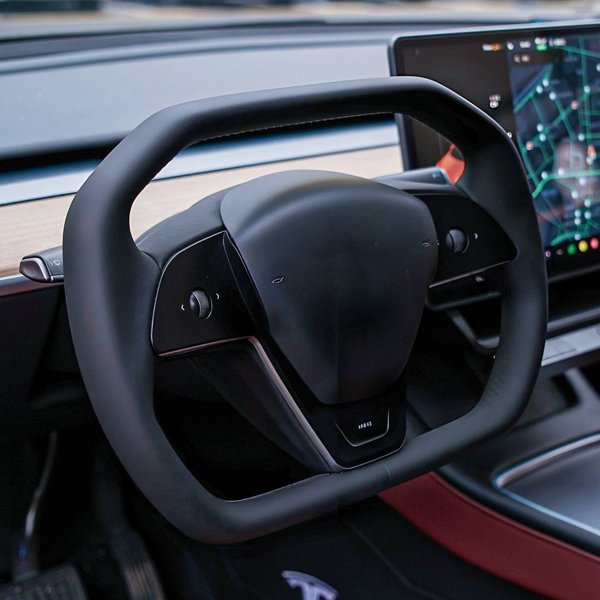 Cybertruck-Style Square Heated Steering Wheel with Ultraleather Grips for Tesla Model 3 / Model Y