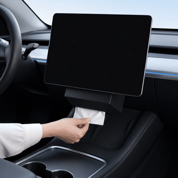 Hidden Under-Console Silicone Tissue Box Holder for Tesla Model 3 / Y / S / X