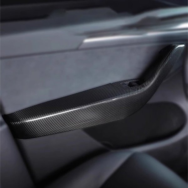 Carbon Fiber Style Door Armrest Covers with Glossy, Matte & Forged Finishes for Tesla Model Y / Model Y Juniper