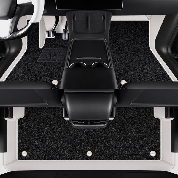 All-Round Silicone Floor Mats with Faux Cashmere Surface for Tesla Model 3 / Model Y (LHD)