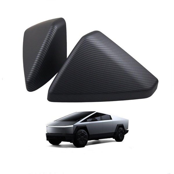 2-Piece ABS Side Mirror Covers with Matte & Glossy Carbon Fiber Pattern for Tesla Cybertruck