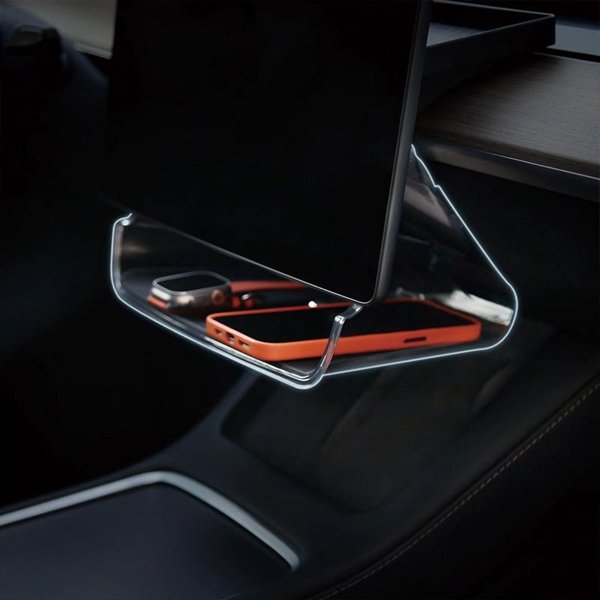 2-Part ABS Under-Screen Console Organizer with Silicone Cushion for Tesla Model 3 / Model Y