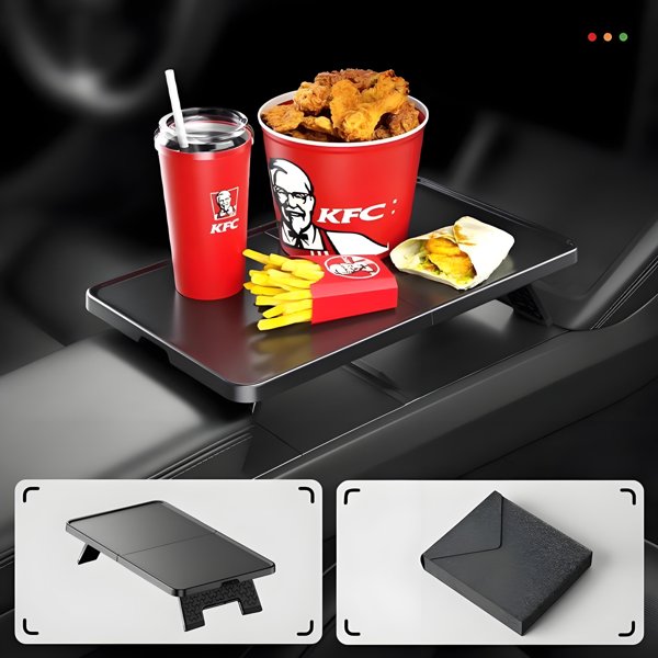 ABS Center Console Folding Table with Silicone Anti-Slip Base for Tesla Model Y Juniper / Model 3 Highland