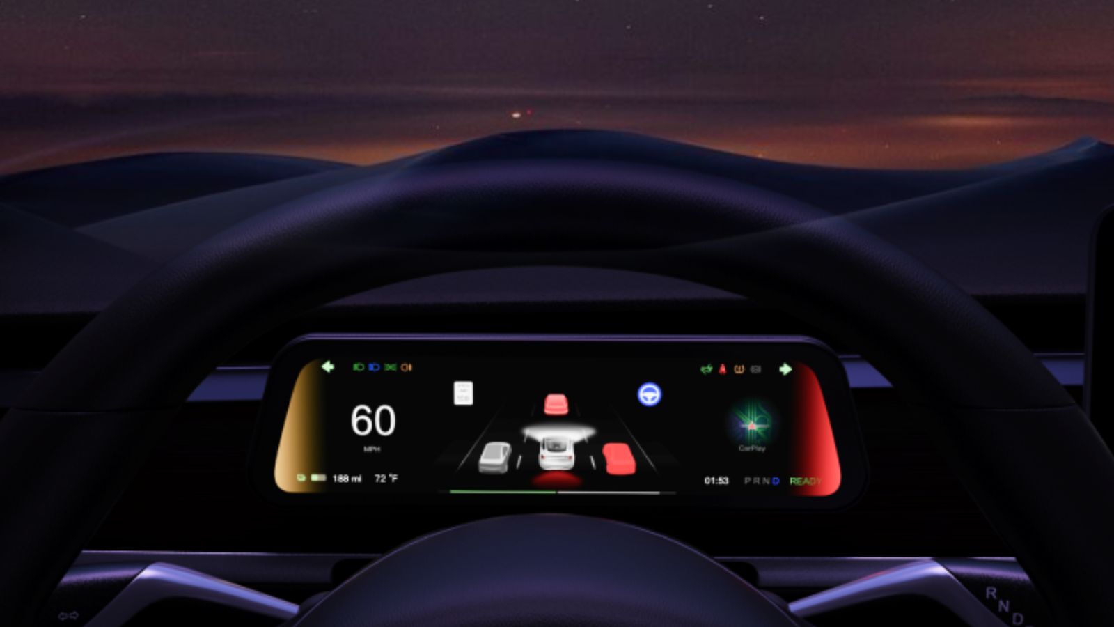 Vehicle Data in Front of the Driver - TESVX Instrument Cluster Display