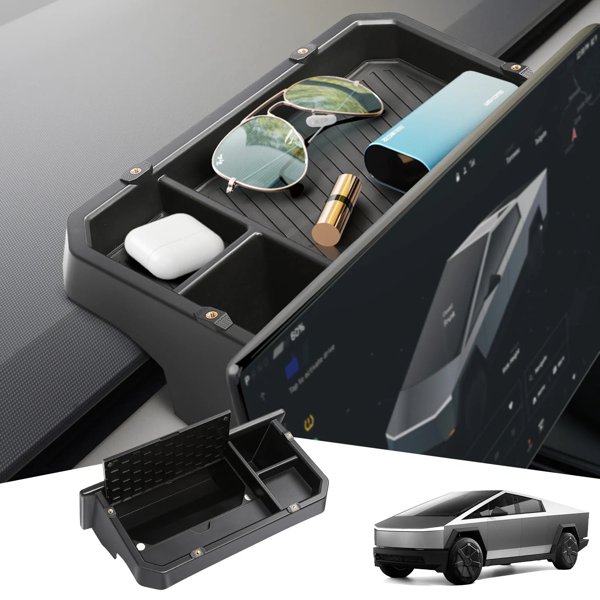 ABS Behind-Screen Center Console Storage Box with Hidden Compartment for Tesla Cybertruck
