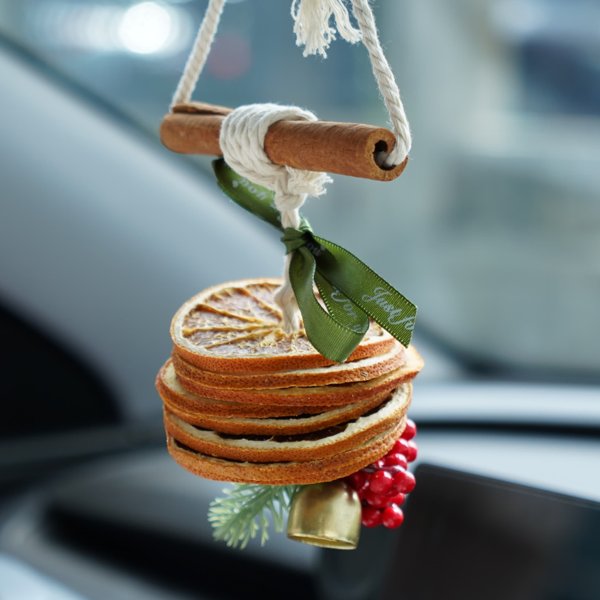 Orange Scent Christmas Ornament Air Freshener with Hanging Loop for Tesla & Other Cars
