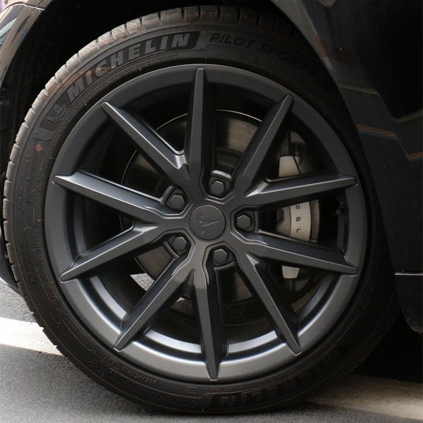 Thunder 18 / 19-Inch 4-Piece ABS Wheel Covers in Matte Black or Gun Grey for Tesla Model 3 / Model Y