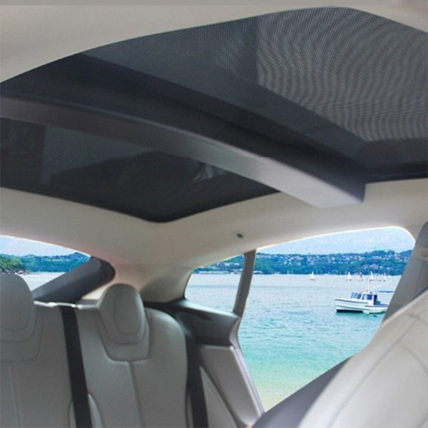 Silver-Coated Mesh Glass Roof Sunshade with 3 Set Options for Tesla Model S (2016–2020)