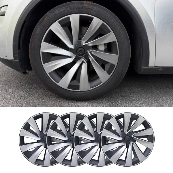 4-Piece 19-Inch Cyclone Wheel Covers with Spiral Design for Tesla Model Y Juniper