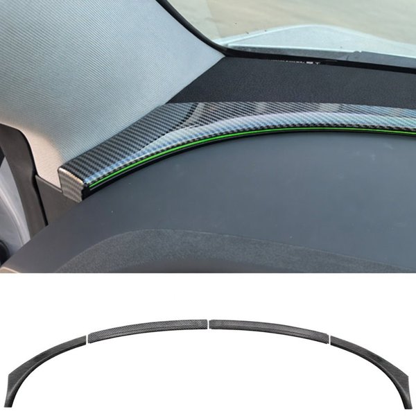 4-Piece ABS Windshield Ambient Light Trim Kit with Carbon-Pattern & Black Finishes for Tesla Model Y Juniper / Model YL