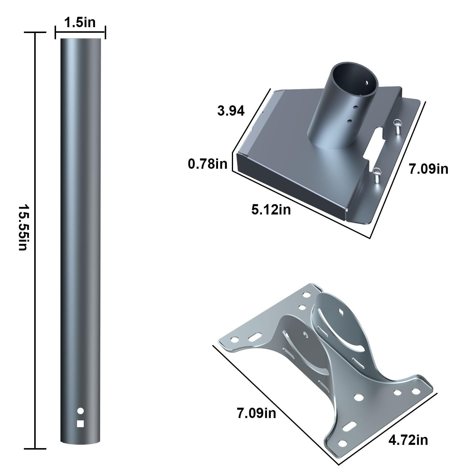 Straight-Pole Dimensions - TESVX Roof and Wall Mount Kit