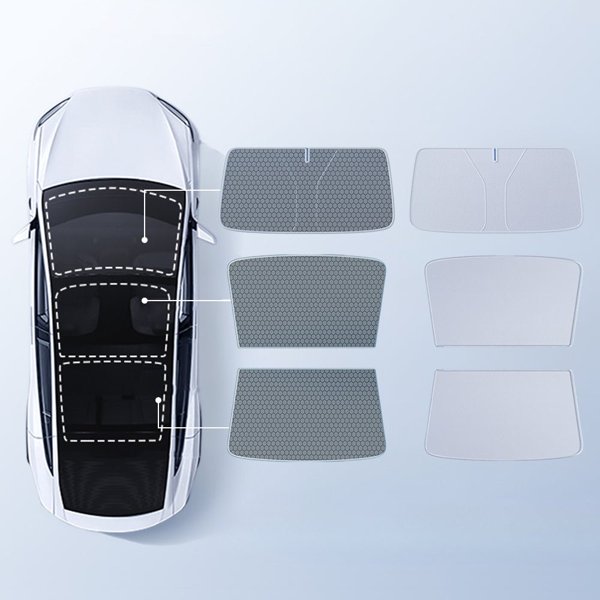 Roof & Windshield Sunshade Set with Graphene Reflective Layer & Storage Bags for Tesla Model 3 Highland