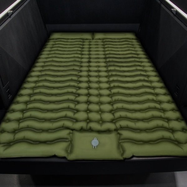 Water-Resistant Car Camping Mattress in Dark Green & Dark Grey for Tesla Cybertruck