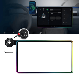 Music-Synced RGB Ambient Light with Wireless Charging Phone Mount for Tesla Model 3 / Model Y