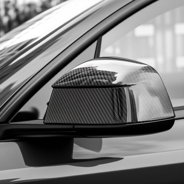 Carbon Fiber Side Mirror Covers with Glossy, Matte & Forged Finishes for Tesla Model Y Juniper / YL